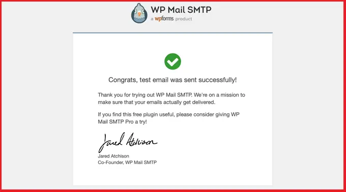 test email successe mail